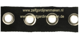 Gewebtes Ösenband 20mm schwarz mit nickel ösen