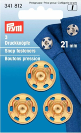 Prym Aannaaidrukknoop messing 21mm goud - 3st