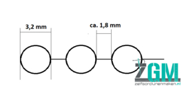 Kugelkette 3,2 mm Chromfarbe pro Meter.