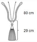 Embrasse koord met kwast 80 cm licht zand