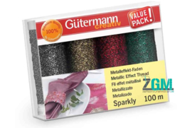 Gütermann Naaigarenset Sparkly  Goud / Rood 4x100m