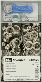 Prym Ösen und Scheiben 14mm silber - 80Stk