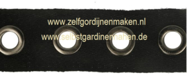 Nestelogenband 20mm geweven zwart- ogen oud nikkel