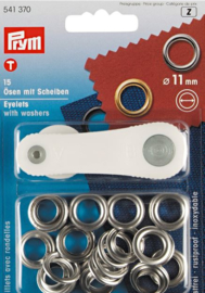 Ösen und Scheiben  11mm  silberfarbig