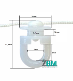 Kordel mit Drehgleiter, Abstand 8cm