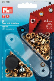 Prym Ösen und Scheiben 4mm gold- 50Stk