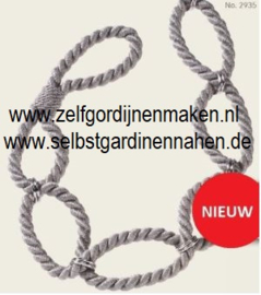 Embrassekoord met chrome ringen Antraciet