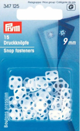 Prym Annäh-Druckknopf Kunststoff viereck 9mm weiß - 15Stk