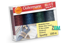 Gütermann Naaigarenset Sparkly  Blauw / Rood 4x100m