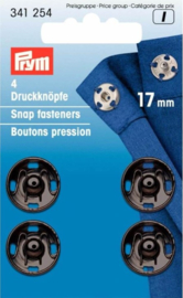 Prym Annäh-Druckknopf Messing 17mm schwarz - 4Stk