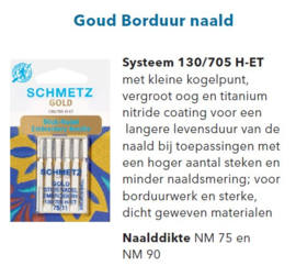 Schmetz  Gold Sticken Nadeln 75/11-5 Stück