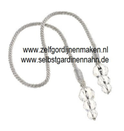 Deco kwast met 3 transparante kralen Zwart/zilver