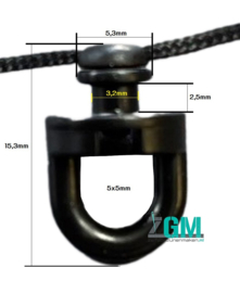 Kordel mit Drehgleiter für MicroSchiene, Abstand 8cm, schwarz