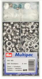 Prym ringen met schijven 8 mm zilver - 200 stuks