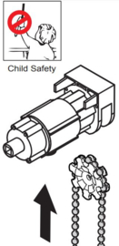 Ketting bediening Child Safe  1:4 met eindkapje zwart Valencia