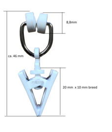 T-runner met klem, kunststof