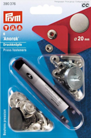 Prym Nähfrei-Druckk. Anorak Design Flach 20mm Alteis -6Stk