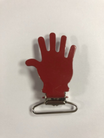 Hosenträger Clip Rot "Hand" mit Daumen Links