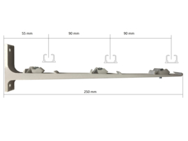 Wandsteun triple met clips 250 mm