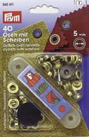 Prym Metallösen & Unterlegscheiben 5 mm Messing (40pk)