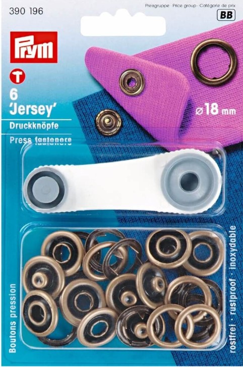 Prym Naaivrijdrukknoop jersey tandring 18mm messing - 6st