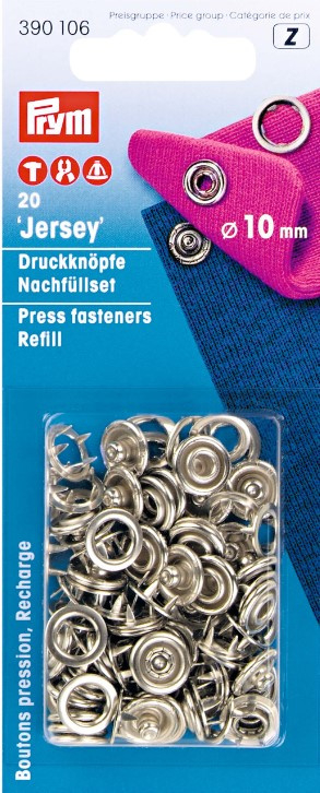 Prym Naaivrijdrukknoop navulling 10mm zilver -20st