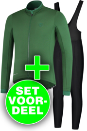 Rogelli Essential/Basic winter fietskledingset - zwart/groen