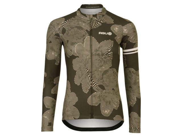 AGU Essential Striped Flower fietsshirt lange mouwen - forest green