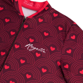 Rogelli Hearts dames fietsshirt korte mouwen - bordeaux/roze