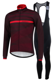 Rogelli Stripe/Focus winter fietskledingset - bordeaux/rood/zwart