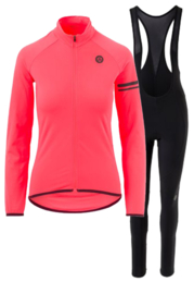 AGU Essential Thermo dames winter fietskledingset - zwart/coral