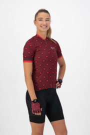 Rogelli Hearts dames fietsshirt korte mouwen - bordeaux/roze