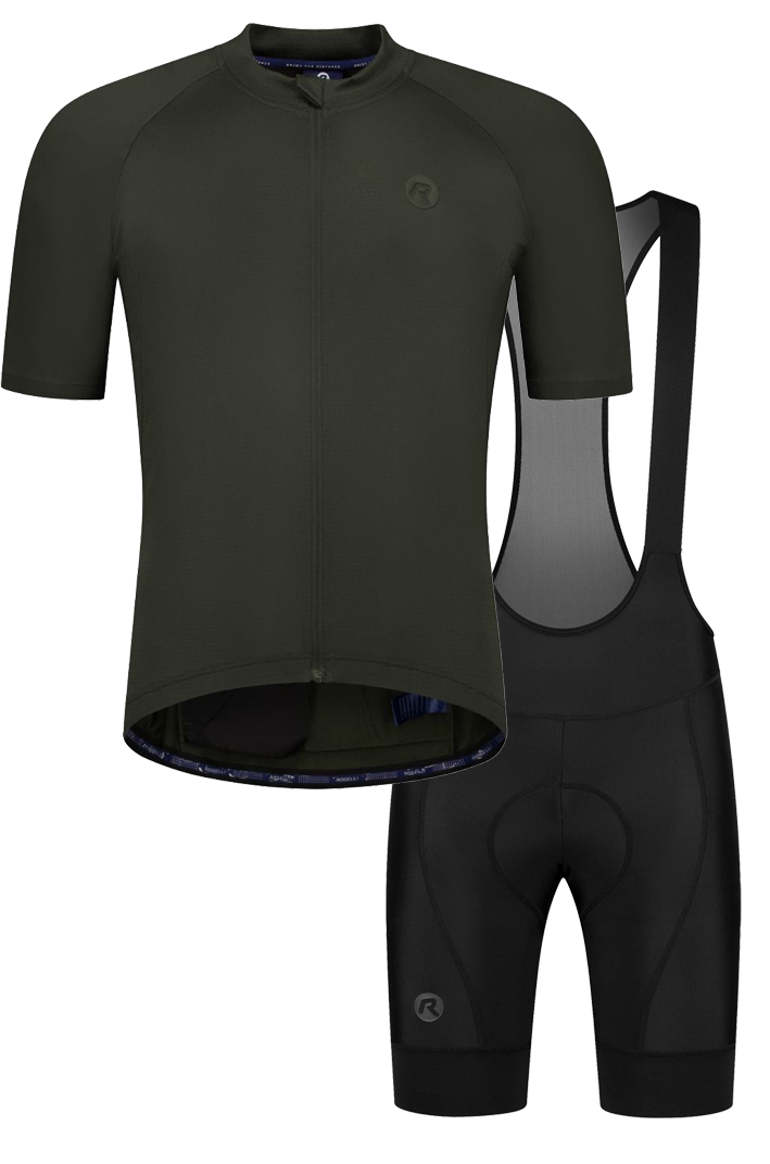 Rogelli Essential II heren zomer fietskledingset - zwart/groen