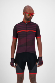 Rogelli Stripe fietsshirt korte mouwen - bordeaux