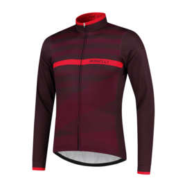 Rogelli Stripe heren fietsshirt lange mouwen - bordeaux/rood