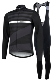Rogelli Stripe/Focus winter fietskledingset - zwart/wit