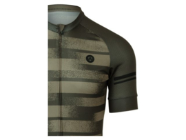 AGU Essential Grainy Stripe fietsshirt korte mouwen - legergroen