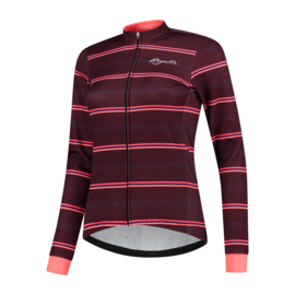 Rogelli Stripe dames winter fietsjack - bordeaux/coral