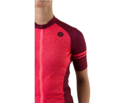 AGU Melange dames fietsshirt korte mouwen - bordeaux/neon coral