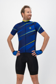 Rogelli Buzz fietsshirt korte mouwen - blauw/fluor