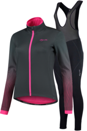 Rogelli Liona/Vivid dames winter fietsjack - grijs/roze/zwart