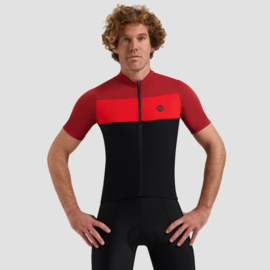 Rogelli Core Block heren fietsshirt korte mouwen - rood/zwart