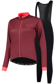 Rogelli Essential dames winter fietskledingset - bordeaux/coral/zwart