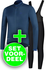 Rogelli Essential/Basic winter fietskledingset - zwart/blauw