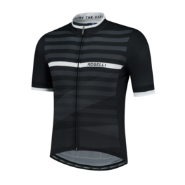 Rogelli Stripe fietsshirt korte mouwen - zwart/wit