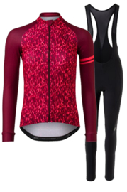 AGU Essential/Melange dames winter fietskledingset - coral/zwart