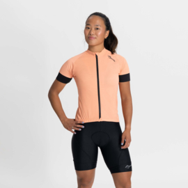 Rogelli Modesta dames fietsshirt korte mouwen - coral/zwart