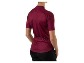 AGU Melange dames fietsshirt korte mouwen - bordeaux/neon coral