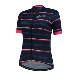 Rogelli Stripe dames fietsshirt korte mouwen - blauw/roze