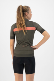 Rogelli Prime dames fietsshirt korte mouwen - groen/coral